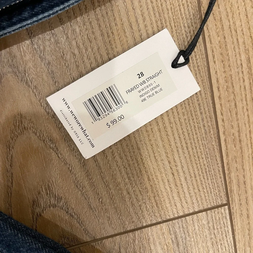 WeWoreWhat Indigo High-Rise Straight Leg Jeans with Raw Hem